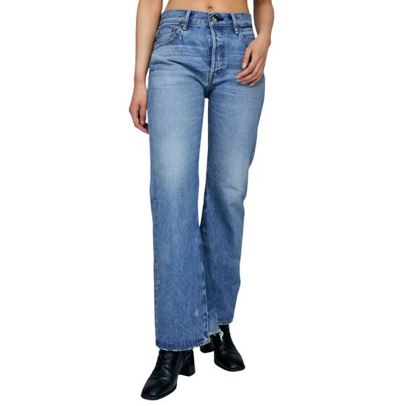 Moussy Jeans Womens Size 4 Blue Saint Charles Remake Flare Distressed Grunge - Picture 1 of 13
